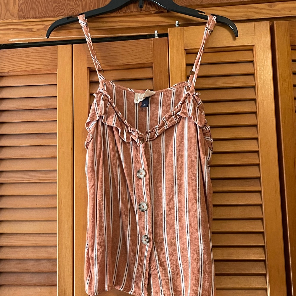 Cropped, stripped summer tank with buttons!